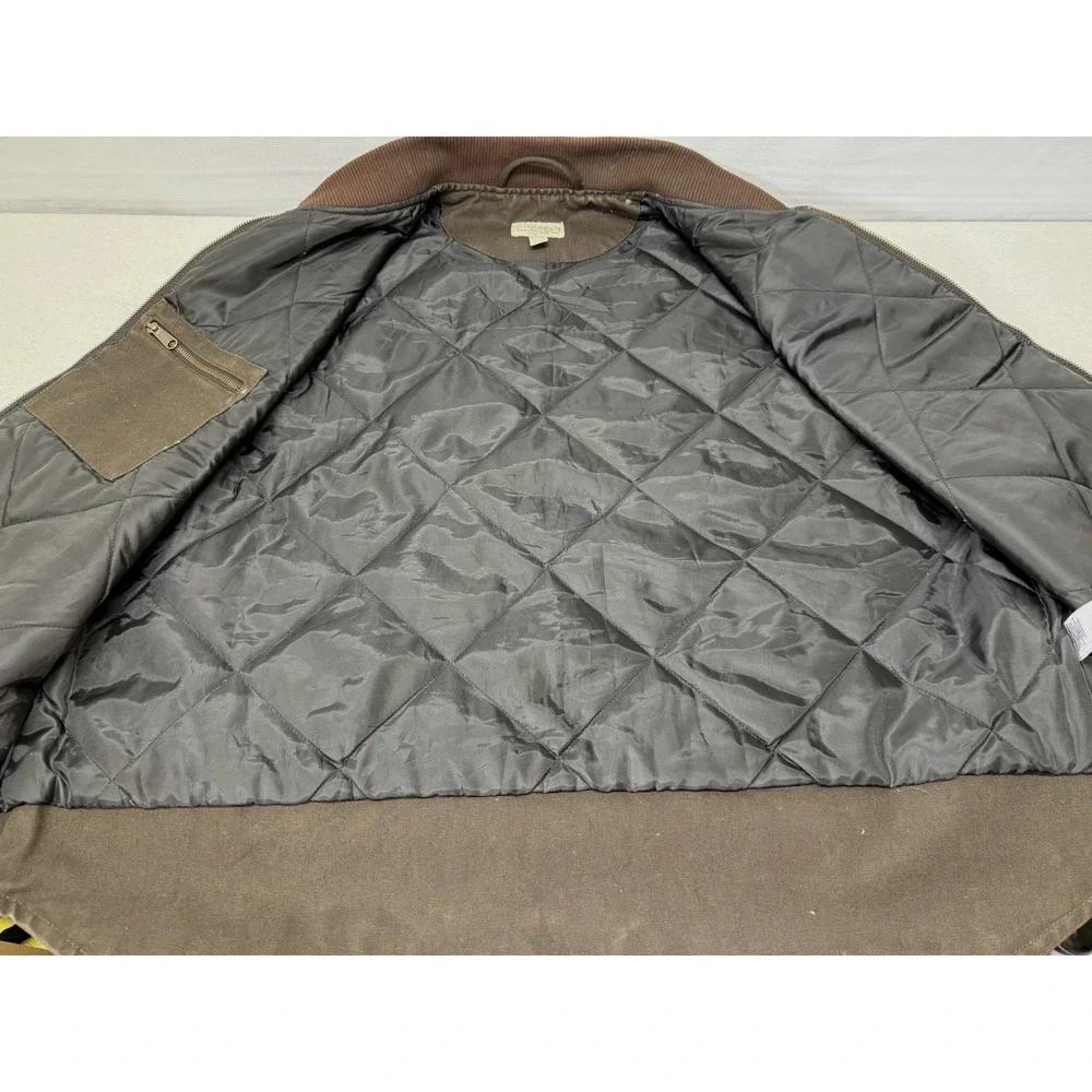 CABELA'S RoughNeck Mens 3XL Brown Canvas Quilt Lined Insulated Zip Work Vest